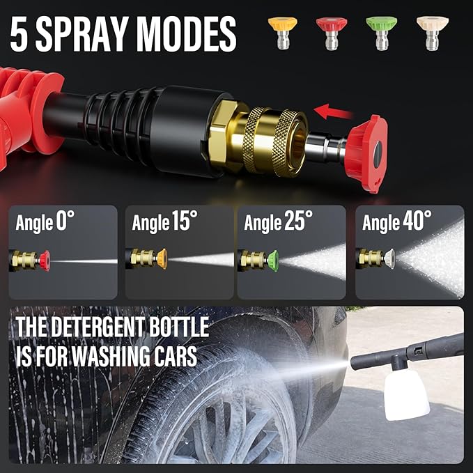 Pressure Washer,5200PSI Power Washer with 4 Quick Connect Nozzles, High Pressure Cleaning Machine with Foam Cannon for Cars/Fences/Driveways/Patios/Home Cleaning