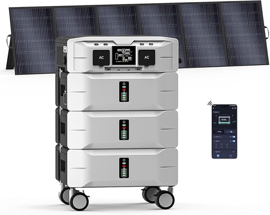 IEE 7680Wh Solar Generator SP5000 with 500W Solar Panel, 120/240V Power Station 5000W(Peak 9000W) AC Output, Expandable Capacity, Portable LFP Battery Generator for Home Use, Power Outages, RVs
