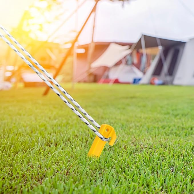 EAGLE PEAK 8 Pack Heavy Duty Plastic Tent Stakes, 7.5 inch Outdoor Ground Anchors, Essential Gear for Camping Tents, Canopies, Gardening,Tarps, and Holiday Decorations