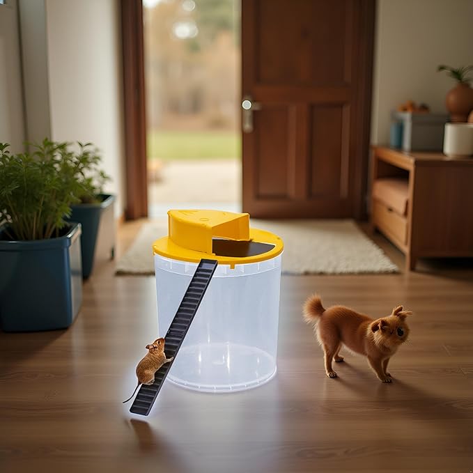 Mouse Trap Bucket- 5 Gallon Bucket Lid Mouse Rat Trap - Automatic Reset Flip and Slide Mouse Trap - Humane Mouse Rat Traps for Indoor Outdoor Use - Reusable (3PACKS)