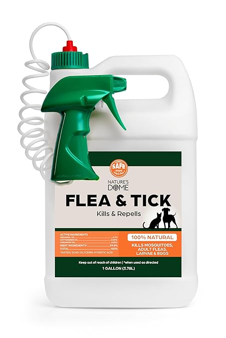Nature’s Dome Outdoor Flea & Tick Spray – 1 Gallon Refill – Kills & Repels Fleas, Ticks, Larvae & Eggs – Plant-Based Pest Control for Yard, Lawn & Patio – Safe for Pets, Kids & Plants