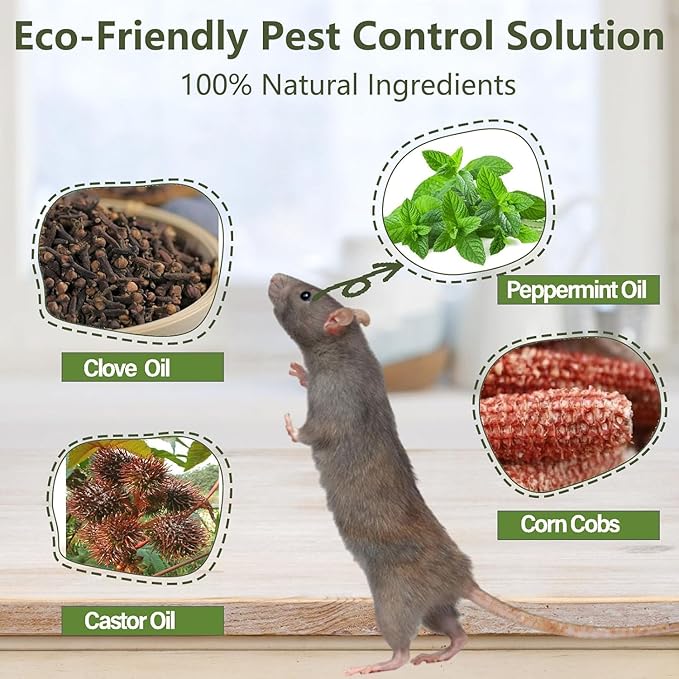 Mouse Rodent Repellent, Peppermint Oil Mouse Balls for Rat Mice, Ant, Roach, Spider, Squirrel, Insect Control Mice Deterrent for Indoor Outdoor Use, for Garden & Home, Family & Pet Safe-24 Pcs