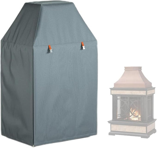 Outdoor Fireplace Cover, Heavy Duty Waterproof Oxford Fabric for Protecting Outdoor Upright Patio Wood Burning Fireplace Covers, 36x25x57 inch Gray