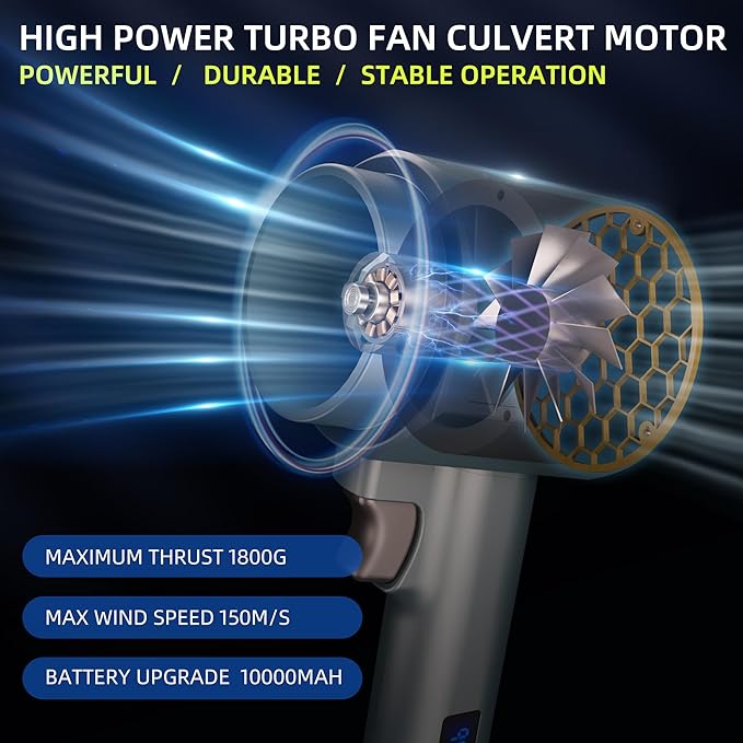 KOLENDA Handheld Cordless Lightweight Powerful Car Dryer Air Blower with 1800G & 335MPH Powerful, Air Duster Electric Leaf Blower Cleaning Dryer Turbo for Patio Cleaning, Lawn Care and Car Drying
