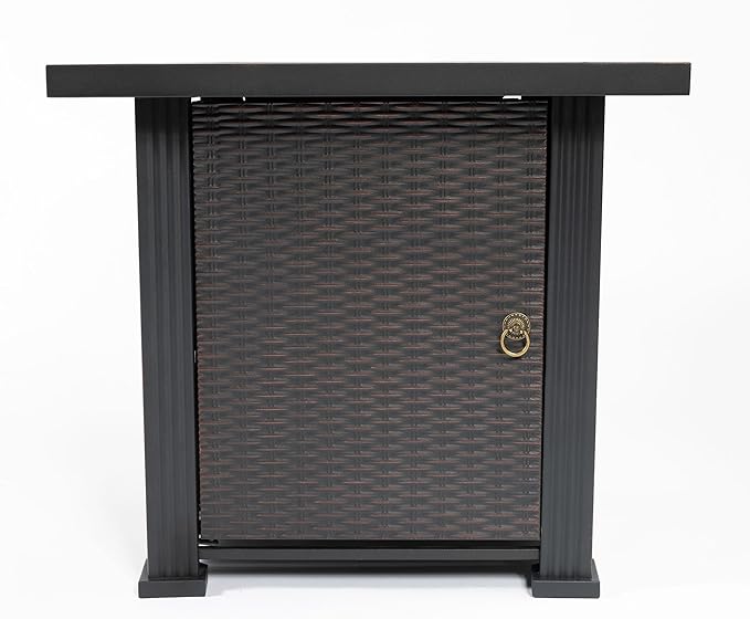 Propane Fire Pit Table, 28 Inch Steel Firepits for Outside, Square Gas Fire Pit for Outside Patio, Propane Fire Table for Patio, Backyard, Pool, 50,000 BTU, Tank Inside, Black