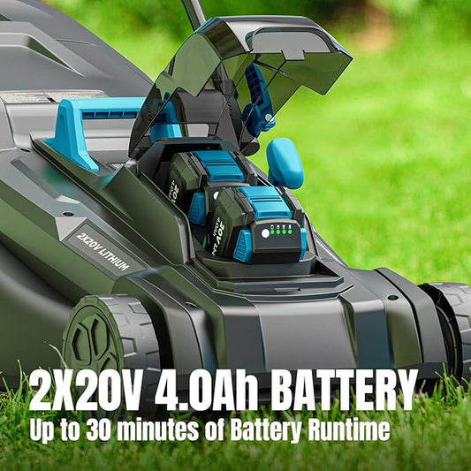 18" Cordless Self-Propelled Lawn Mower, Dual 20V Brushless Electric Push Mower with 6-Level Cutting Height, Includes 2×4.0Ah Batteries & Dual Charger