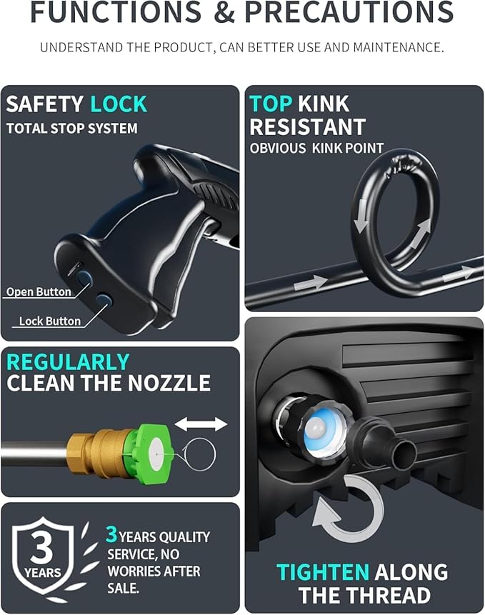 2026NEW Pressure Power Washer with 4 Quick Connect Nozzles, Inlet Hose & Filter, Foam Cannon for Cars/Fences/Driveways/Patios/Home Cleaning,18.5" X 9.8" X 8.3"