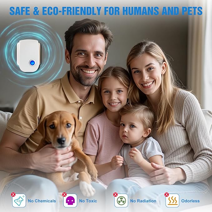 Upgraded Ultrasonic Repellent 6 Packs Pest Control Electronic Plug in for Cockroach Bugs Insects Spider Rodent Mosquitoes Mouse Repeller for Home Garage Hotel Office