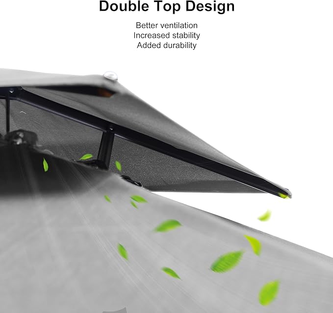 PURPLE LEAF 10' X 13' Double Top Cantilever Patio Umbrella Deluxe Large Outdoor Umbrella Rectangle Offset Umbrella with Fade Resistance for Garden Deck Pool Patio, Pebble Grey