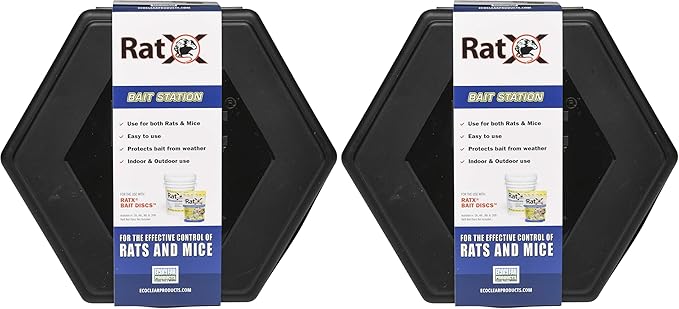 RatX EcoClear Products 620301-3D, Rodent Station, Plastic, Small Size Suitable for Mice Weatherproof Rat/Mouse Bait Box, Multi (Pack of 2)