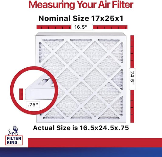 Filter King 17x25x1 Air Filter | 12-PACK | MERV 11 HVAC Pleated A/C Furnace Filters | MADE IN USA | Actual Size: 16.5 x 24.5 x .75"