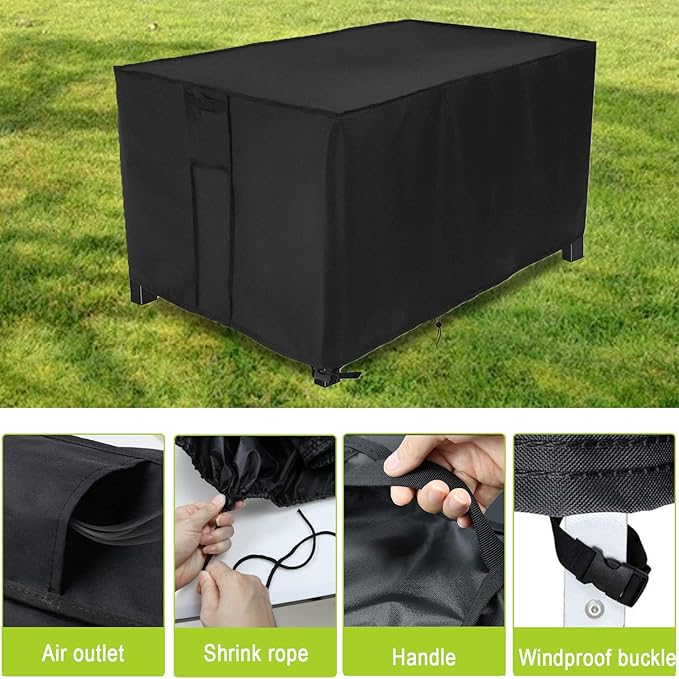 Fire Pit Cover Rectangular,57in Waterproof Firepit Covers rectangular,420D Propane Fire Pit Table Cover,57"L x 22"W x 25"H,Black