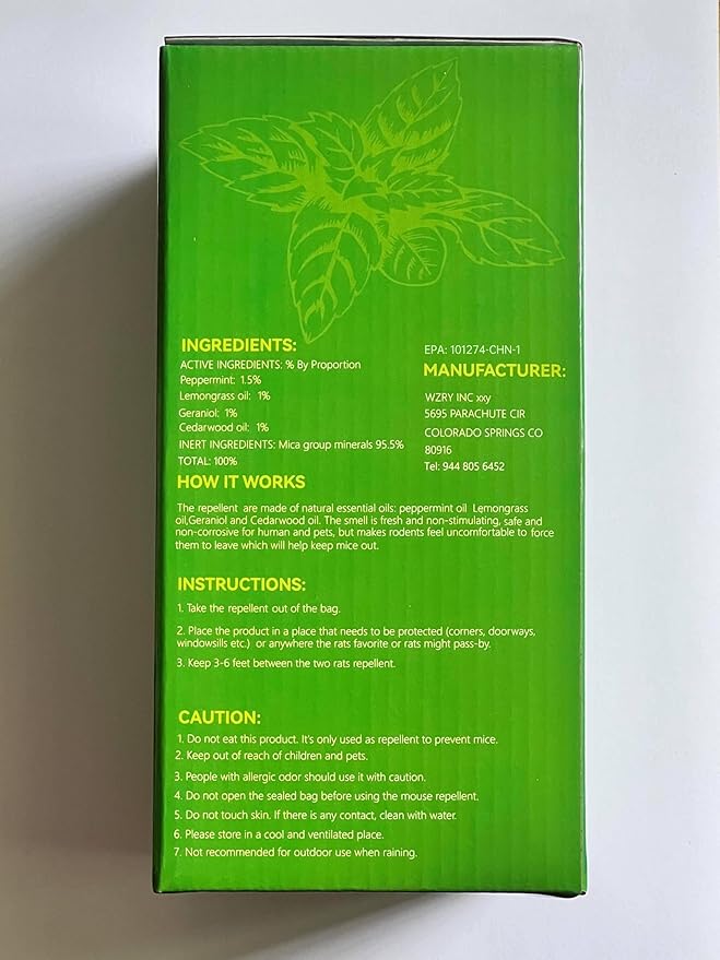 36 PCS Mouse Repellent for Outdoor, Natural Keep Rodent,Mice, Rat, Away Deterrent with Long-Lasting Protection for Home, Car, Garage, Safe for Family & Pets