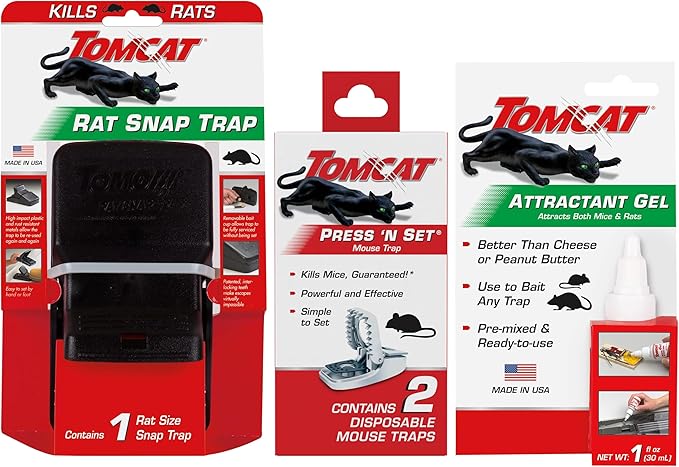 Tomcat Trap and Bait Bundle for Rats and Mice, Includes 2 Press 'N Set Mouse Traps, 1 Rat Snap Trap and Attractant Gel