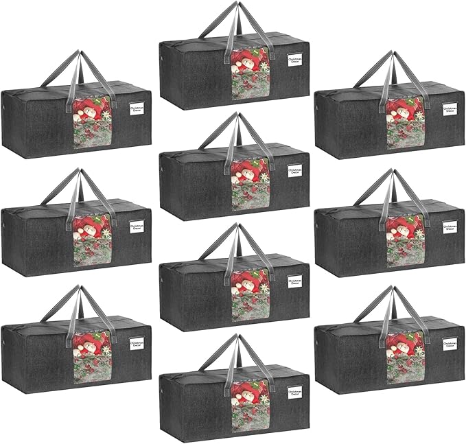 VENO 10 Pack Moving Bags Extra Large Storage Bags for College Move-In, Heavy-Duty Storage Totes, Packing Boxes, and Wardrobe Moving Supplies - Durable Laundry Bags for Clothes (Gray w/Window, 10 Pack)