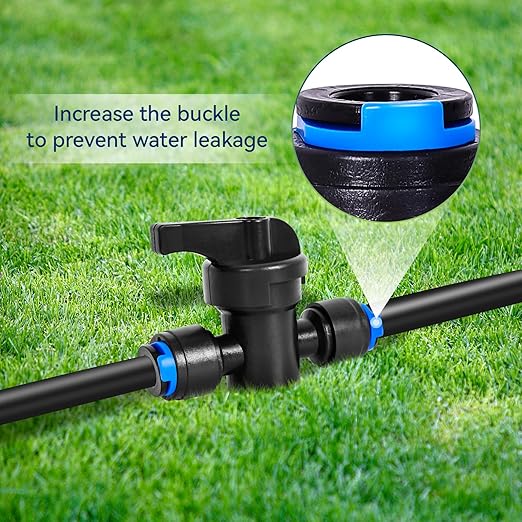 20 Pack 1/4" Drip Irrigation Shut Off Valve, Quick Connect Universal Drip Irrigation Tubing Coupling Valve, Connector Locking Fitting for Sprinkler or Drip Irrigation System