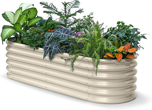 6x2x1.5 ft Galvanized Raised Garden Bed, 18" Tall Metal Raised Planters for Outdoor Plants, Vegetables, Herbs, Above Ground Raised Garden Bed Kit for Small Space Gardening - Sand Beige