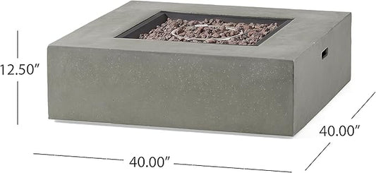 Propane Fire Pit Table, 40 Inch Firepits for Outside, Square Gas Fire Pit for Outside Patio, Propane Fire Table, 50000BTU, Light Grey