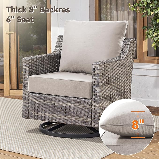 6" Thick Outdoor Cushions 22x24x6, 6-Set Deep Seat Patio Cushions with Removable Cover, Waterproof & Fade Resistant Replacement for Wicker Chair, Loveseat, Sofa - Beige