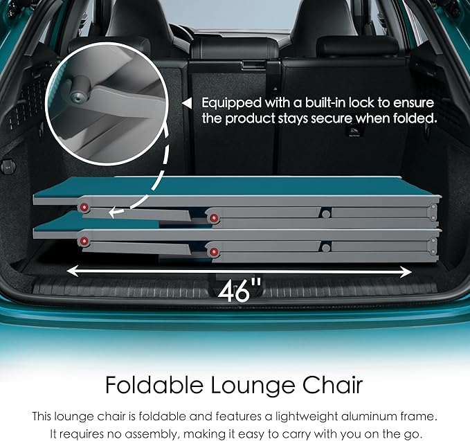 Kozyard Lounge Chair Outdoor Foldable Outdoor Lounge Chair (2MintGreen Textilence W/O Table)