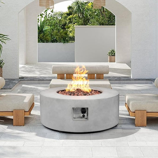 36 Inch Round Fire Pit,Outdoor Propane Fire Pit Table 50000 BTU Modern Gas Firepit Coffee Table & CSA Certification with Lava Rocks/Rain Cover,for Patio Backyard & Deck