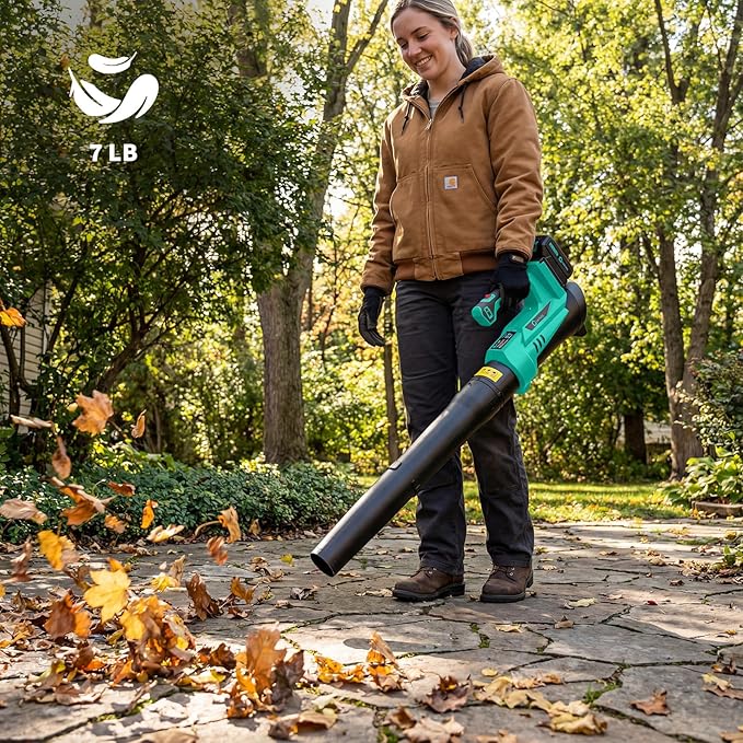Leaf Blower Cordless - 20V Powerful Electric Leaf Blower with 2 * 2.0Ah Batteries and Charger, 6 Speed Modes, Lightweight Leaf Blowers for Lawn Care, Patio, Dust, Blowing Leaves