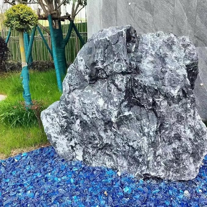 Fire Glass for Propane Fire Pit, 1/2 Inch High Reflective Fireplace Glass Rocks for Fire Pit Table, 20 lbs Fire Pit Glass Rocks for Outdoor Fire Table and Landscaping, Cobalt Blue