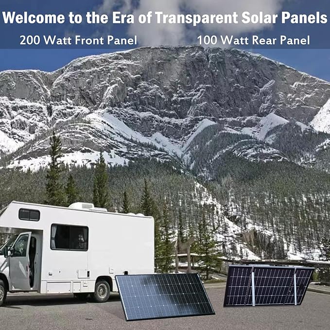 JJN Bifacial 400 Watt Solar Panels 12V 10BB Monocrystalline Solar Panel High Efficiency Solar Module for RV Home Farm Trailer Camper Marine Off Grid System(2 PCS 200 Watt)