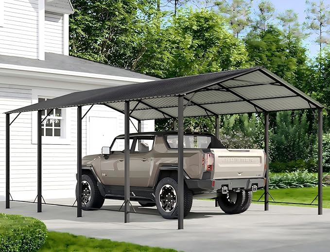 Aoxun 12x20 FT Metal Carport, Heavy Duty Carport Canopy with Reinforced Frame and Enhanced Base, Outdoor Car Canopy for Pickup Trucks, Cars, SUVs, Tractors and Boats