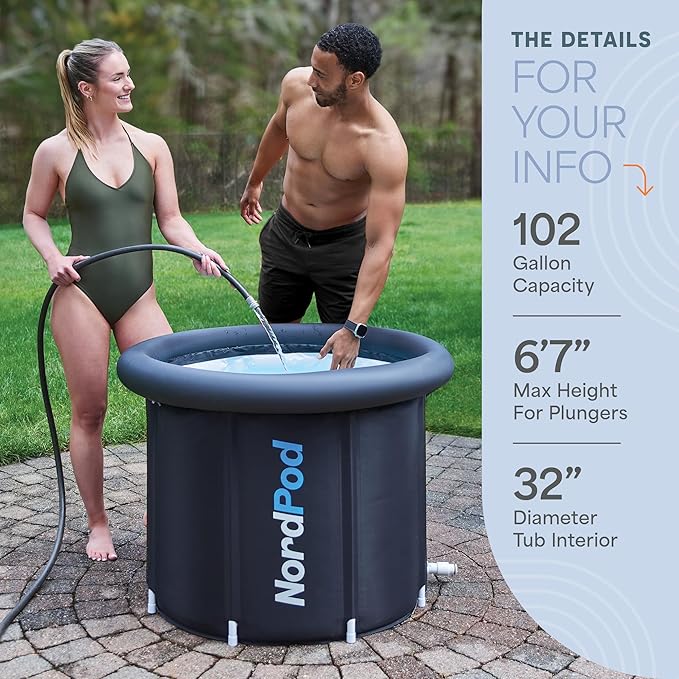 Lifepro NordPod Recovery Ice Tub – Portable Cold Plunge Tub for Athletes, Ice Bath for Recovery & Therapy – Outdoor/Indoor Use, All-Weather Lid, XL Size – Holds Up to 102 Gallons