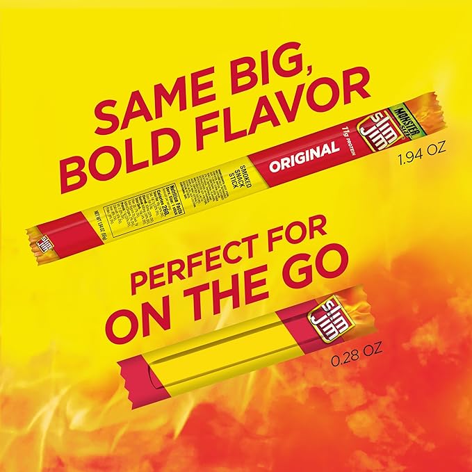 Slim Jim Smoked Meat Sticks, Original Flavor, 6g Protein Per Serving, Snack Size, Valentine's Day Gift For Him, 0.28 oz. (46 Count)