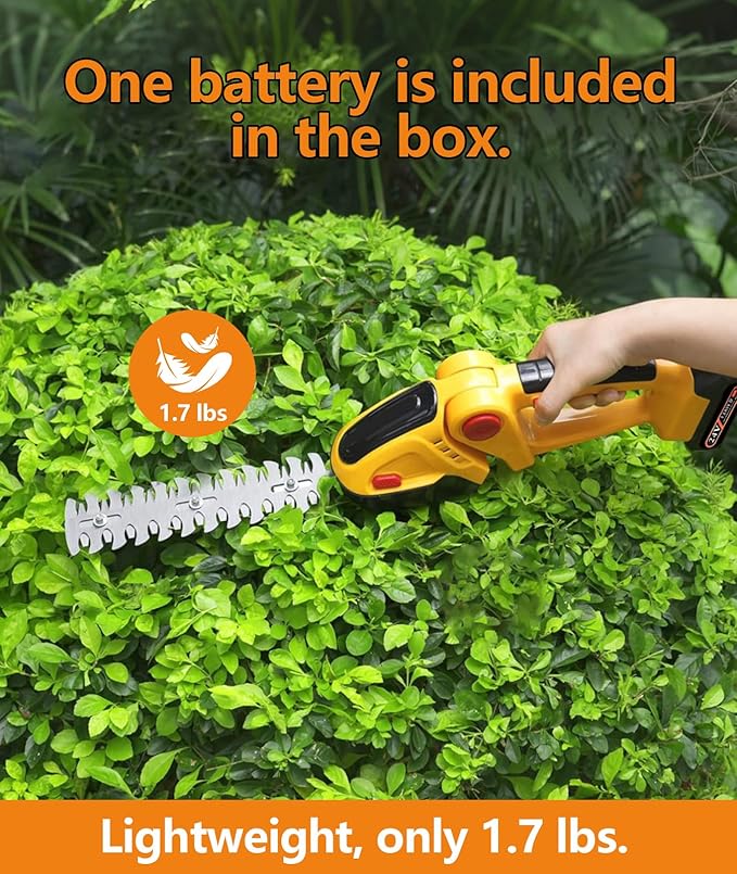24V Cordless 2-in-1 Hedge Trimmer - High Power Long-Lasting Battery & Charger Included - Ideal for Garden Yard Lawn Edging
