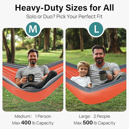 Kootek Camping Hammock, Portable Hammocks with Tree Straps & Attached Carry Bag, Camping Essentials Gear, Perfect for Outside Indoor Hiking Beach Backpack Travel