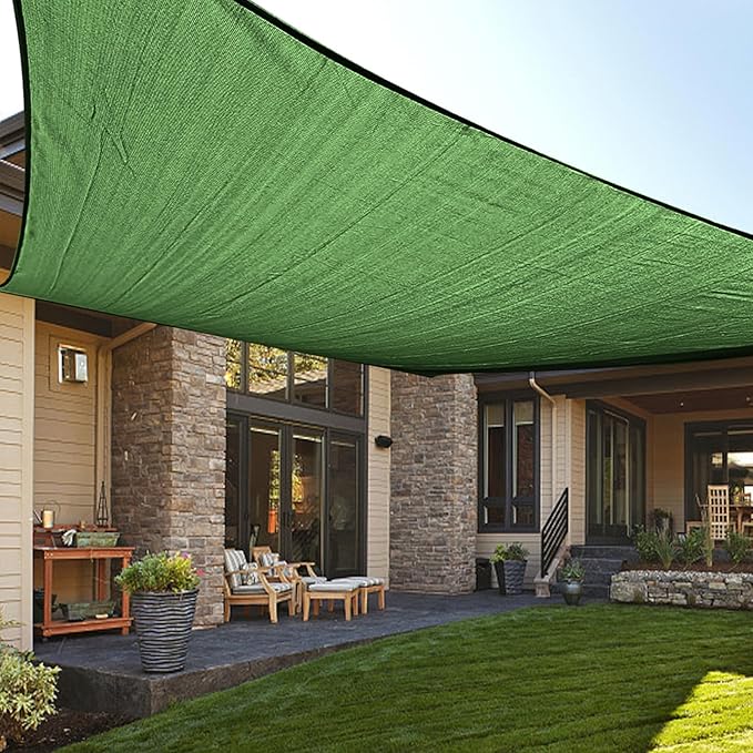 LOVE STORY Custom Size 8'x18' Piquant Green Sun Shade Sail Rectangle UV Block Canopy Patio Sail Sunshades Fabric for Outdoor Garden Carport (We Make Custom Size)