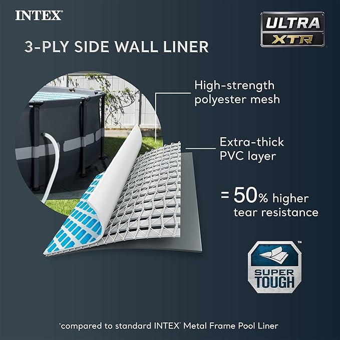 INTEX 26325EH Ultra XTR Deluxe Above Ground Swimming Pool Set: 16ft x 48in – Includes 1500 GPH Cartridge Sand Filter Pump – SuperTough Puncture Resistant – Rust Resistant – Easy to Assemble