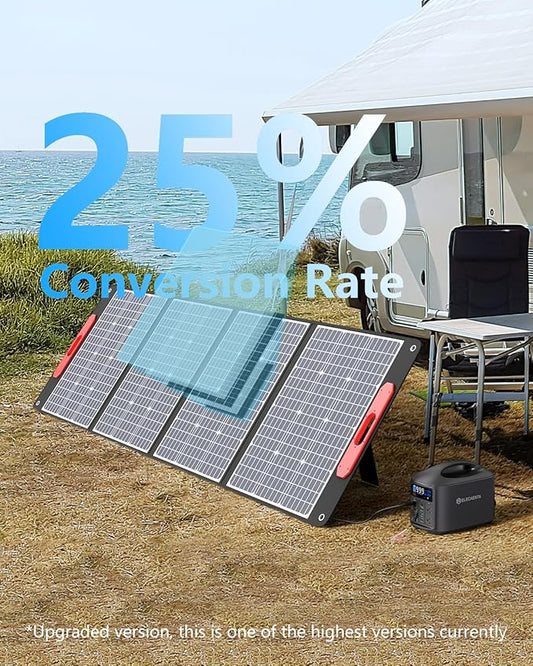 ELECAENTA 300W Portable Solar Panel for Power Station Generator, 25% High Efficiency, Ultra Lightweight, 39V Foldable ETFE Portable Solar Charger for Outdoor RV Camping Off-Grid Rooftops Emergency