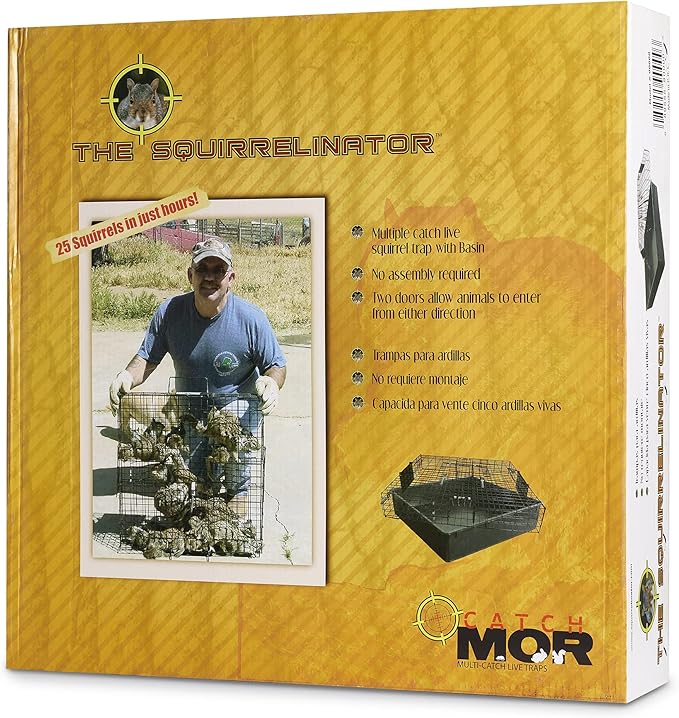 Rugged Ranch 2‑Pack Squirrelinator Multi‑Catch Squirrel Trap with Basin, Wire Cage, 25"x15"x6.5" Each - Live Catch‑and‑Release, 2‑Door Humane Rodent Control, No‑Poison Outdoor Use