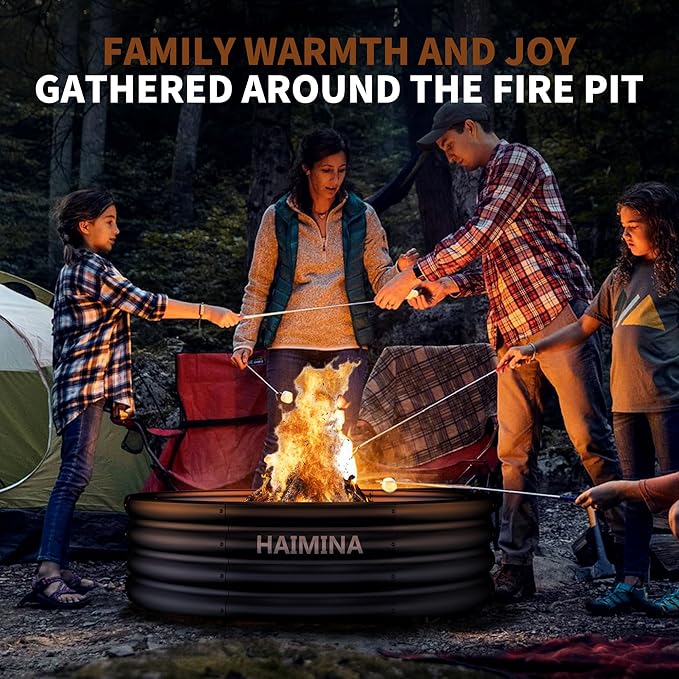 36 Inch Fire Pit Ring, Large Fire Pit for Outside Wood Burning, Fire Pits & Outdoor Fireplaces with High-Temperature Coating for Backyard, Bonfire, Camping, Beach (3x3 FT)