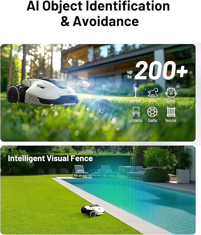 Mammotion YUKA 2000 Robot Lawn Mower with 4G, Reception 0.5 Acre,Max. 0.7 Acre, Ultrasense AI Vision & RTK, Auto Mapping & App Control,45% Slope,Wireless Perimeter,Dual Cutting Discs, 20 Mowing Zones