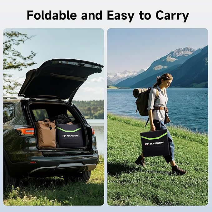 ALLPOWERS SP027 100W Foldable Solar Panel,23% Efficient IP67 Waterproof for Power Station, Camping, RV&Home Use, Compact Portable Design（SP027-100W