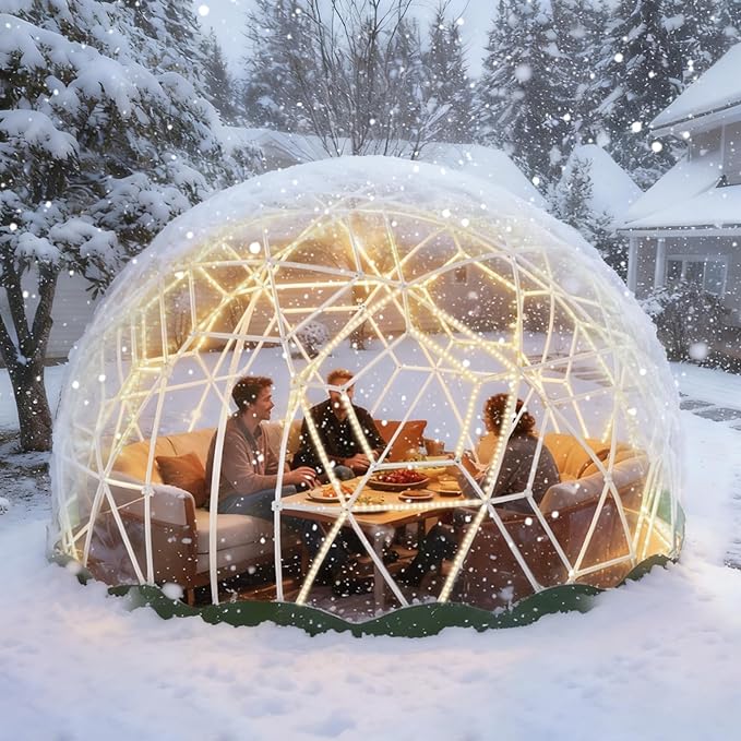 Garden Dome Tent, 9.6/12/15 ft Outdoor Clear Bubble Tent for 2-8 Person, All-Weather Geodesic Dome Greenhouse with Window & Door, PVC Transparent Tent for Patio, Camping, Party