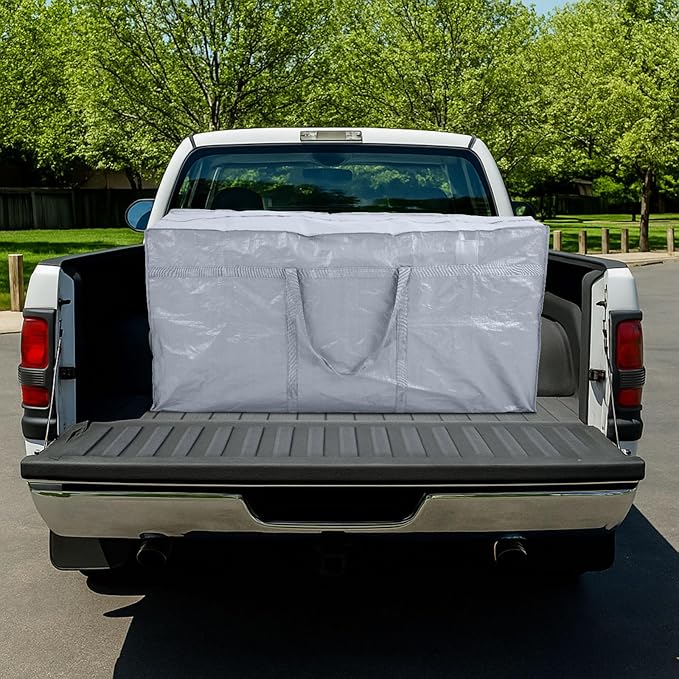 Windyun 4 Pack 69 Gallon Extra Large Storage Bags XXL Moving Bags with Zipper Handles Heavy Duty Jumbo Big Tote Box for Christmas Tree Storage 4, 5, 7.5, 9, 10, 12 ft Skeleton College Dorm(Silver)