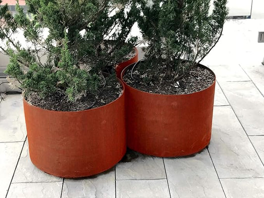 Plantercraft Corten Steel Planters - 12x12 Inch Large Round Planters for Outdoor Plants Heavy Duty Metal Planter Pot for Patio & Garden