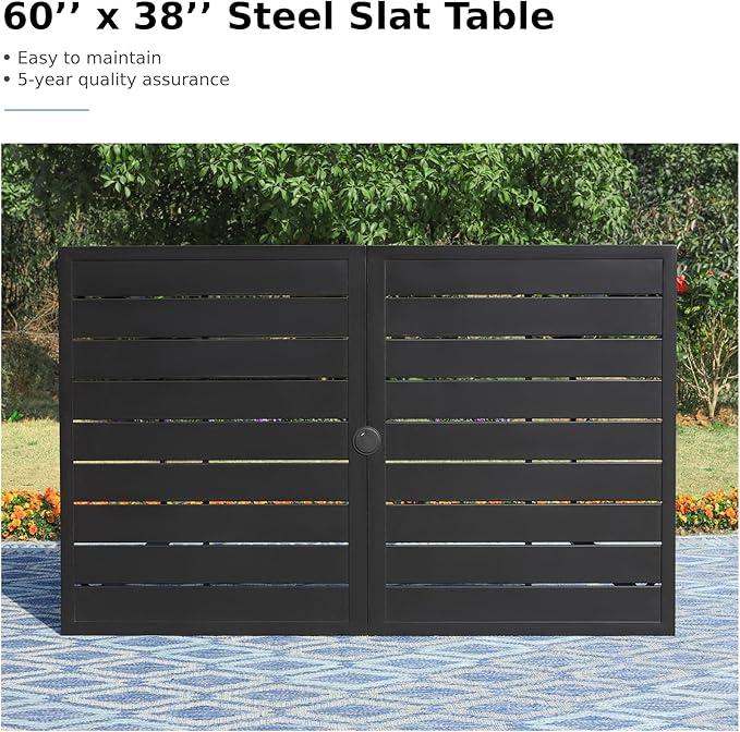 MFSTUDIO Patio Dining Set for 6, Patio Table and Chairs Set for Deck Backyard Garden, 7 Piece Outdoor Dining Set with Umbrella Hole