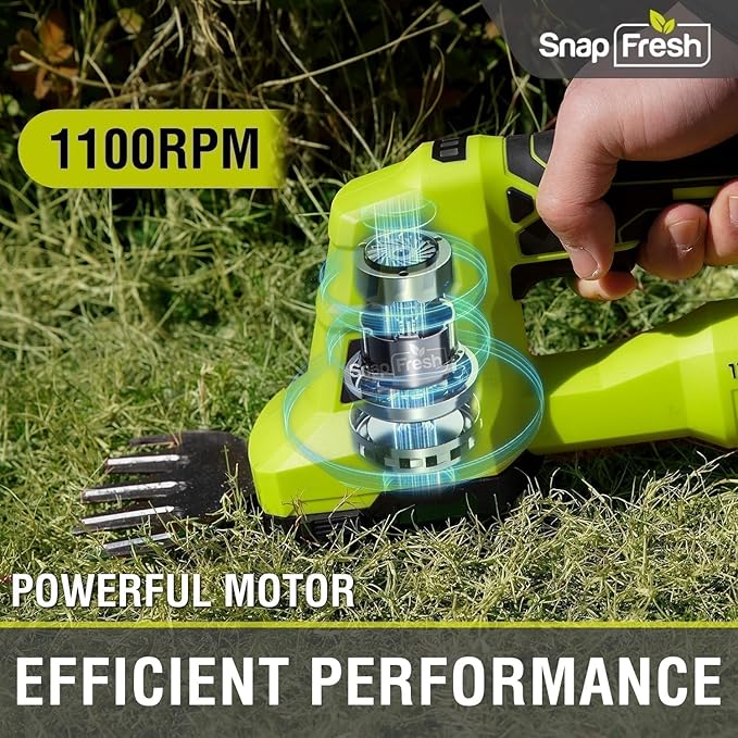 SnapFresh 12V Cordless Grass Shears & Hedge Trimmer, 2 in 1 Handheld Bush Trimmer & Grass Cutter with 2.0Ah Battery & Charger Included, Lightweight Electric Shrubbery Trimmer for Garden & Lawn
