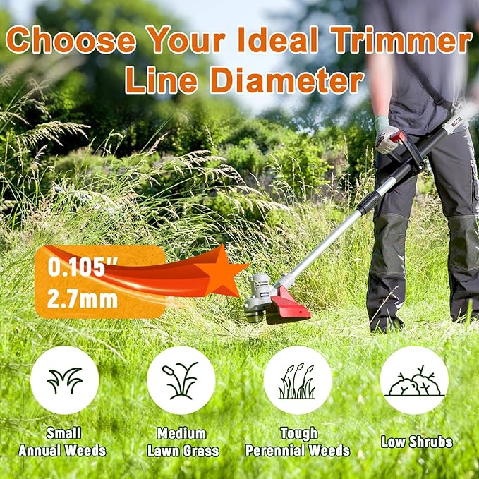 COSY GARDEN TOOLS String Trimmer Line 0.105-Inch 3LB Weed Wacker String Commercial Grade Orange Pentagon Weed Eater String for Most String Trimmer,Multi-Head String Trimmer Attachment