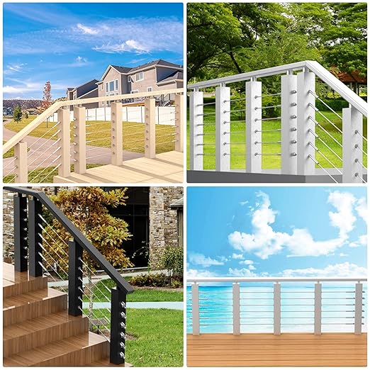 BLIKA 10 Pack Invisible Cable Railing Kit, T316 Stainless Steel 1/8" Invisible Receiver and Swage Stud End for Cable Railing, Swage Tensioner 1/8" for Wood/Metal Post, Cable Railing Hardware