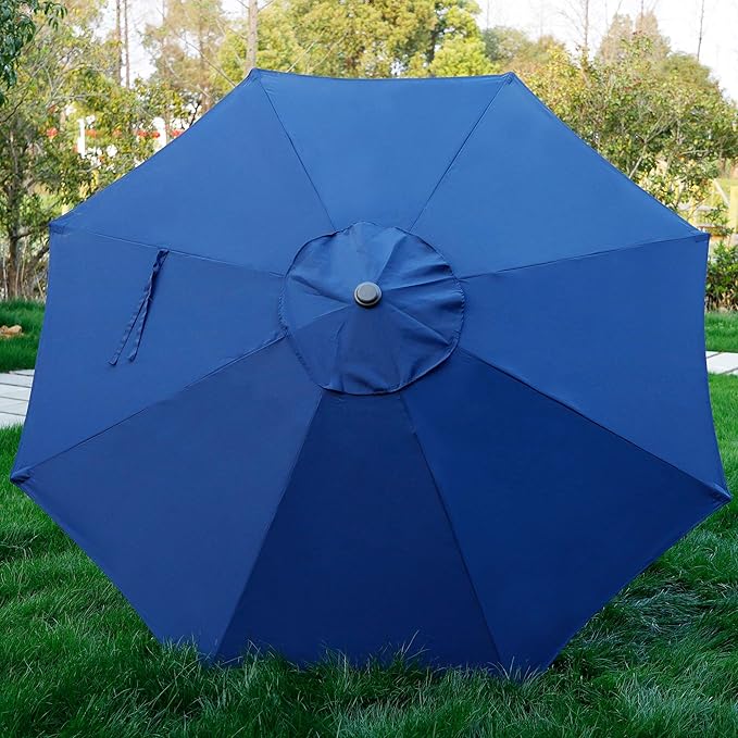 Blissun 9' Outdoor Patio Umbrella, Outdoor Table Umbrella, Yard Umbrella, Market Umbrella with 8 Sturdy Ribs, Push Button Tilt and Crank