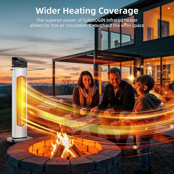 Outdoor Heaters for Patio, Electric Patio Heater with Remote, 12H Timer, IPX5 Waterproof, Tip-Over & Overheat Protection, Infrared Space Heater for Indoor, Porch, Garage, Large Room, Sliver
