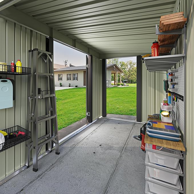 Patiowell 8x4 FT, Outdoor Storage Shed, Heavy Duty Tool Storage Sheds with 3 Lockable Doors and Updated Frame Structure for Backyard Patio Lawn, Black